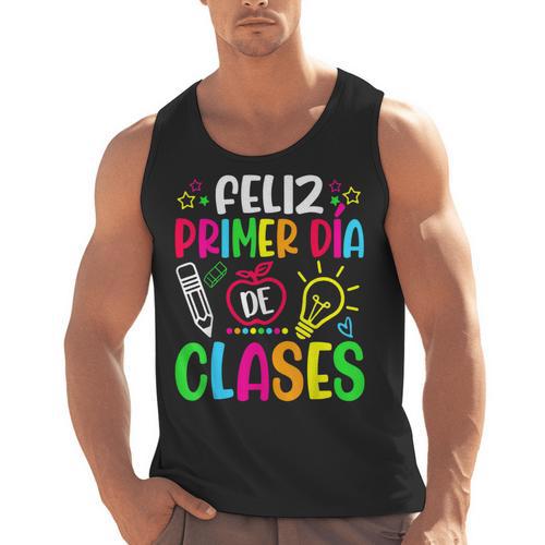 Feliz Primer Dia De Clases Kids Girl Teacher Spanish School Men Tank Top - teacherstshirts.com AU