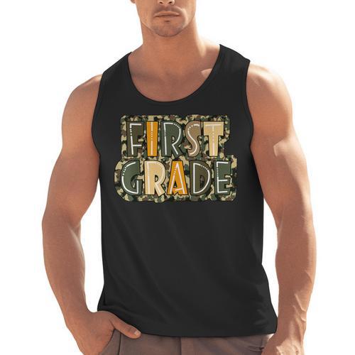 First 1St Grade Camo Camouflage Boy Teacher Back To School Men Tank Top - teacherstshirts.com