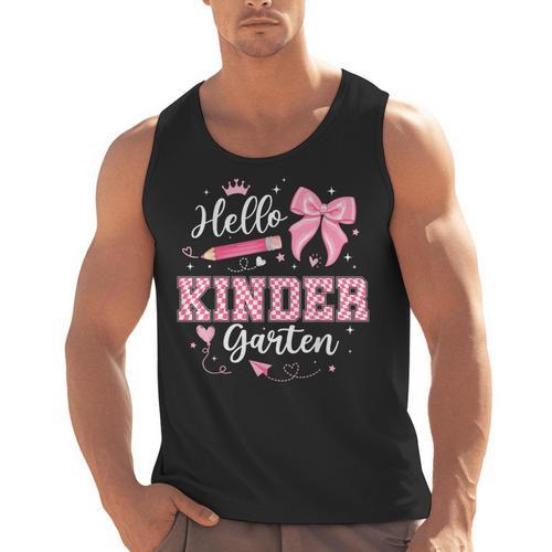 First Day Of School Teacher Girl Coquette Hello Kindergarten Men Tank Top - teacherstshirts.com AU