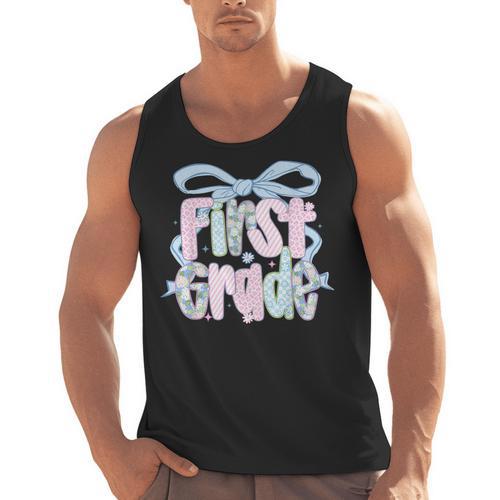 First Grade Coquette Bow Girls Teacher Team 1st Grade Squad Men Tank Top - teacherstshirts.com CA