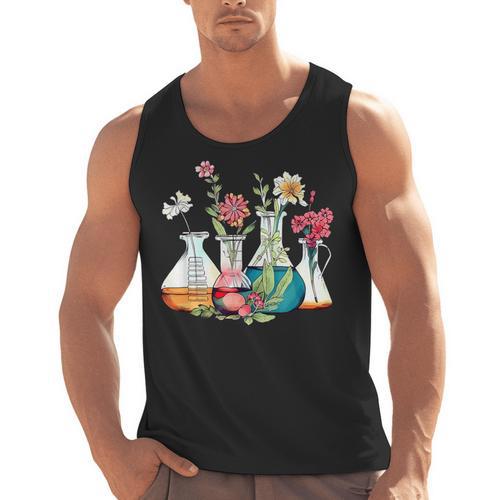 Floral Beakers Chemistry Lab Teacher Men Tank Top - teacherstshirts.com