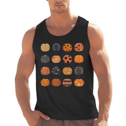 Folk Art Pumpkins Teacher Nurses Admin Witch Halloween Cute Men Tank Top - teacherstshirts.com AU