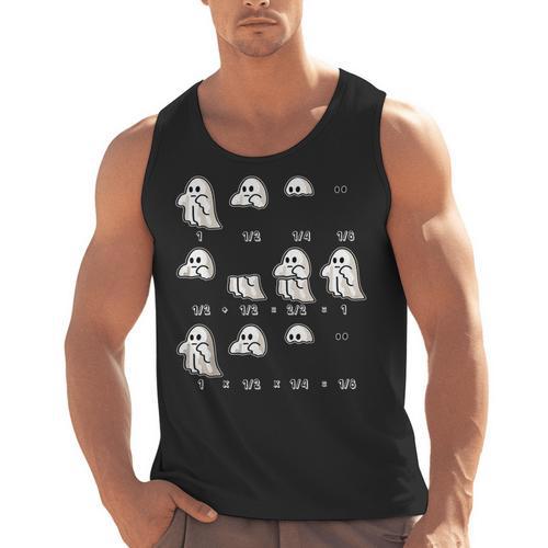 Fractions Math Teacher Ghost Math Halloween Humorous Men Tank Top - teacherstshirts.com