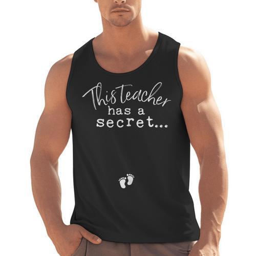 Fun Pregnant Teacher Announcement Idea- Footprints On Tummy Men Tank Top - teacherstshirts.com