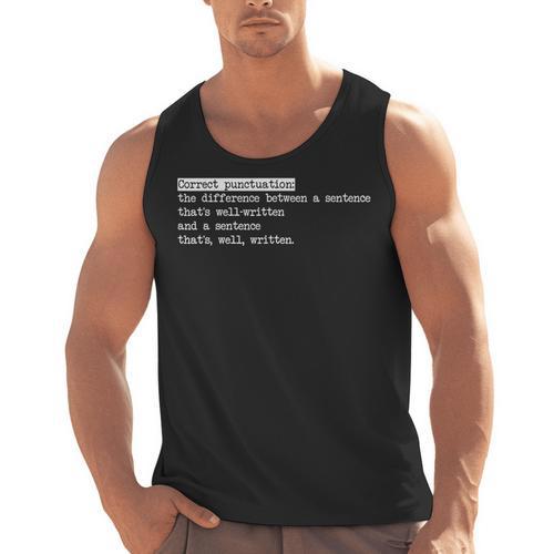 Grammar Teacher And Punny Punctuation Men Tank Top - teacherstshirts.com UK