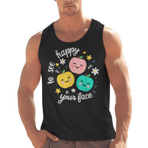 Groovy Happy To See Your Face Teacher School Appreciation Men Tank Top - teacherstshirts.com AU