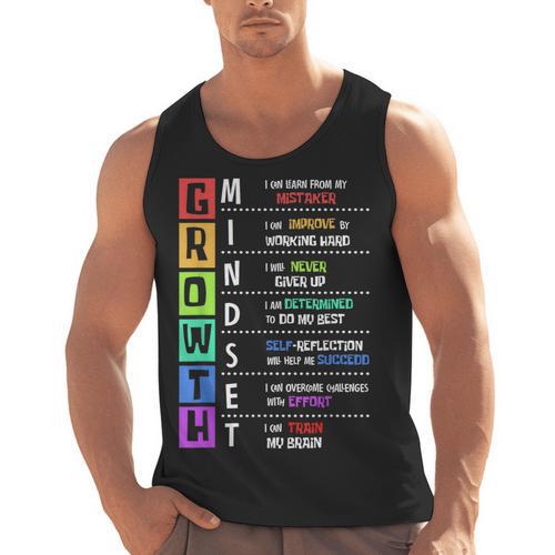 Growth Mindset Positive Motivational Classroom Teacher Learn Men Tank Top - teacherstshirts.com AU