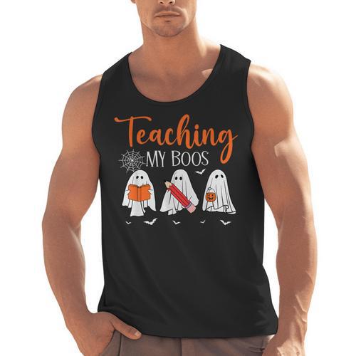 Halloween Ghost Teachers Teaching My Boos Costume Women Men Men Tank Top - teacherstshirts.com DE