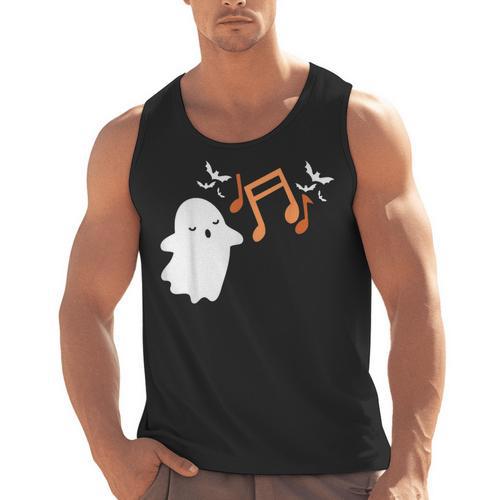 Halloween Music Note Ghost Teacher Fall Musical Instrument Men Tank Top - teacherstshirts.com