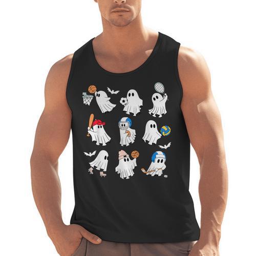 Halloween PE Teacher Ghost Playing Soccer Football Baseball Men Tank Top - teacherstshirts.com