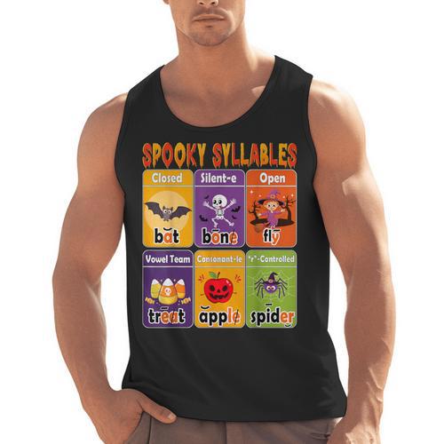 Halloween Spooky Syllable Types Teacher Educational Men Tank Top - teacherstshirts.com