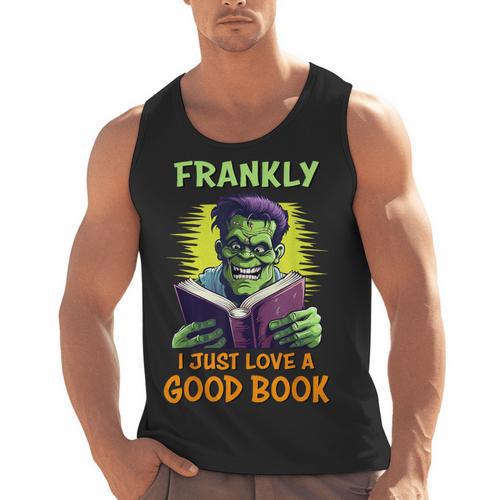 Halloween Teacher Librarian Frankenstein Reading Books Men Tank Top - teacherstshirts.com