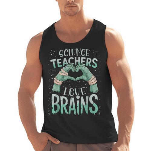 Halloween Teacher Tshirts Science Teachers Love Brains Men Tank Top - teacherstshirts.com