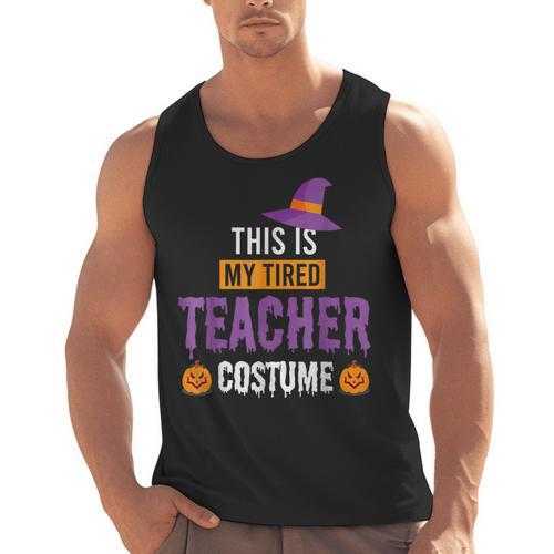 Halloween Teachers This Is My Tired Teacher Costume Men Tank Top - teacherstshirts.com UK