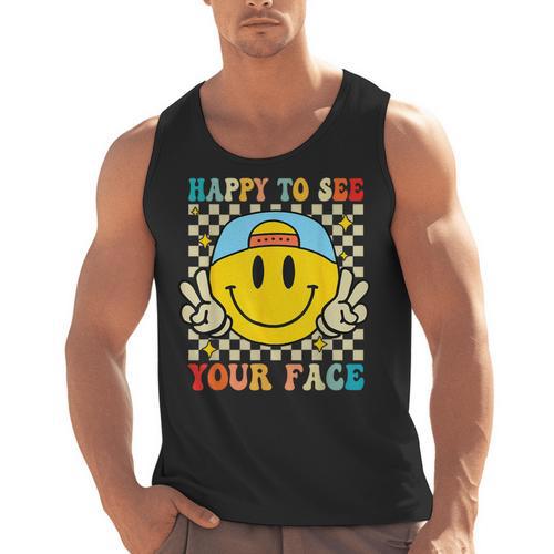 Happy To See Your Face Hippie Smile Back To School Teachers Men Tank Top - teacherstshirts.com UK