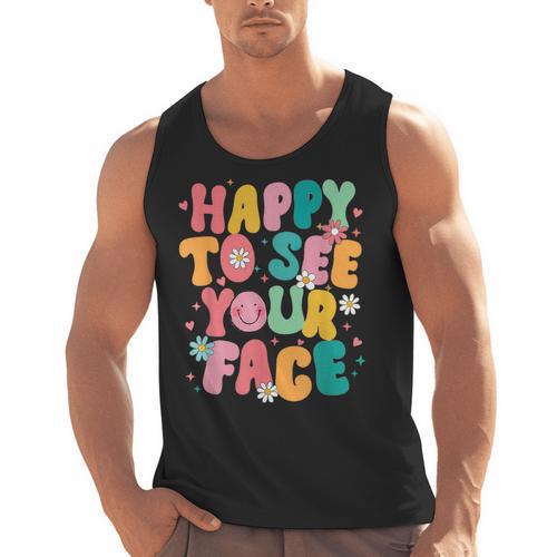 Happy To See Your Face Teacher Disco Ball Back To School Men Tank Top - teacherstshirts.com AU