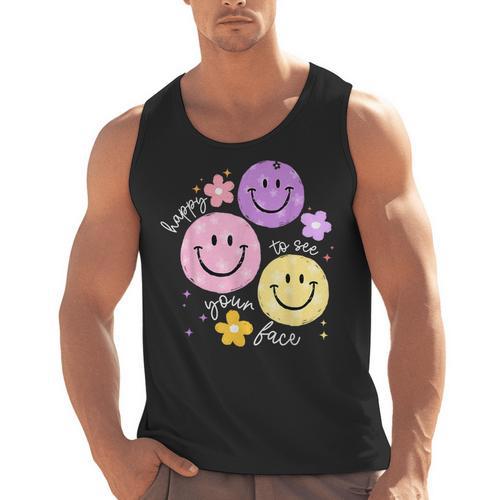 Happy To See Your Face Teacher Flower Back To School Men Tank Top - teacherstshirts.com AU