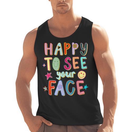 Happy To See Your Face Teacher Retro Back To School Men Tank Top - teacherstshirts.com DE