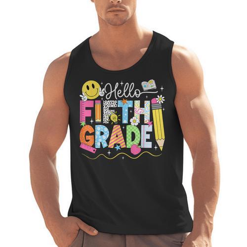 Hello Fifth Grade Team 5th Grade Back To School Teacher Kids Men Tank Top - teacherstshirts.com AU