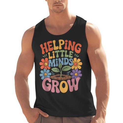 Helping Little Minds Grow Teacher First Day Back To School Men Tank Top - teacherstshirts.com AU