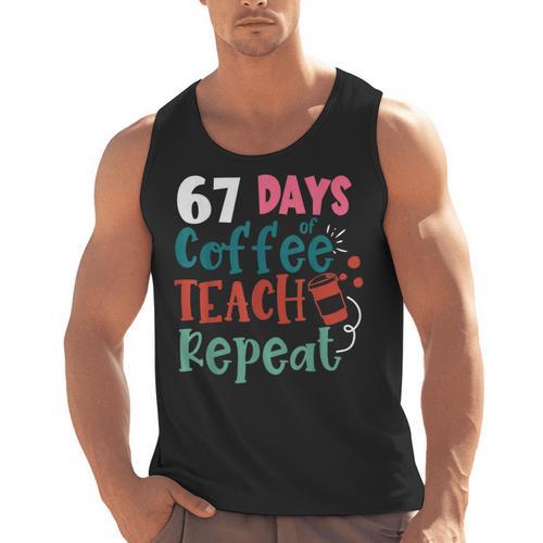 Humor Meme 67 Days Of School Coffee Lover Educator Teacher Men Tank Top - teacherstshirts.com CA