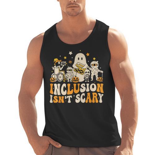 Inclusion Isn't Scary Mummy Boo Ghost Halloween SLP Teacher Men Tank Top - teacherstshirts.com AU