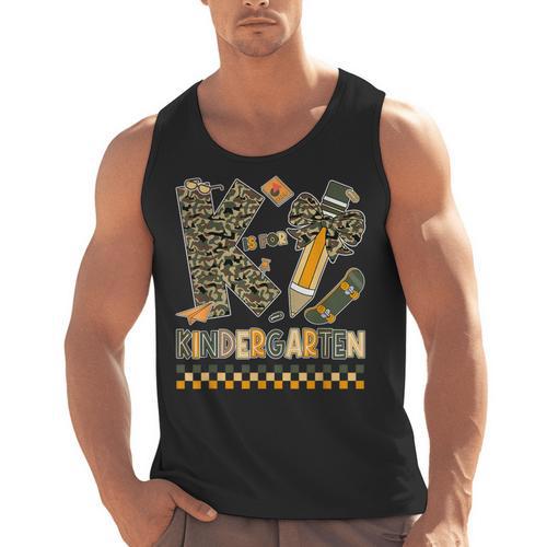 K Is For Kindergarten Teacher Coquette Bow Camo Men Tank Top - teacherstshirts.com