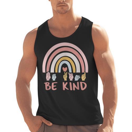 Be Kind ASL Sign Language Deaf SPED Teacher Kids Men Women Men Tank Top - teacherstshirts.com UK