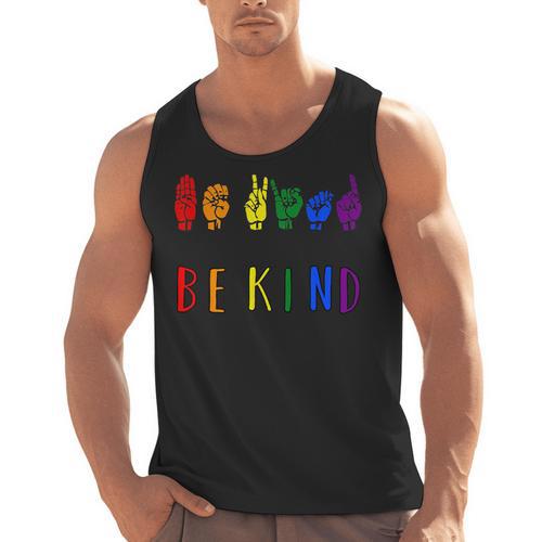 Be Kind Pride Sign Language Rainbow Teachers Interpreter ASL Men Tank Top - teacherstshirts.com UK