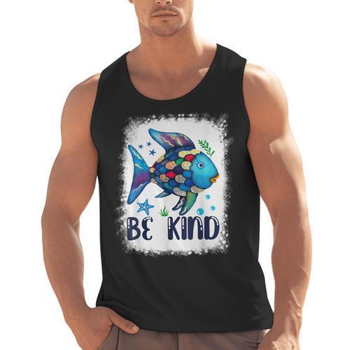 Be Kind Rainbow Fish Teacher Life Back To School Teaching Men Women Men Tank Top - teacherstshirts.com CA
