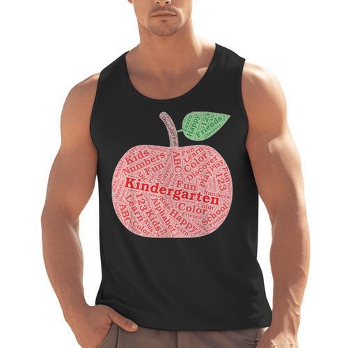 Kindergarten Apple Word Art For Teachers & Students Men Tank Top - teacherstshirts.com CA