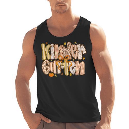 Kindergarten Teacher Fall Pumpkin Autumn Cute Men Tank Top - teacherstshirts.com AU