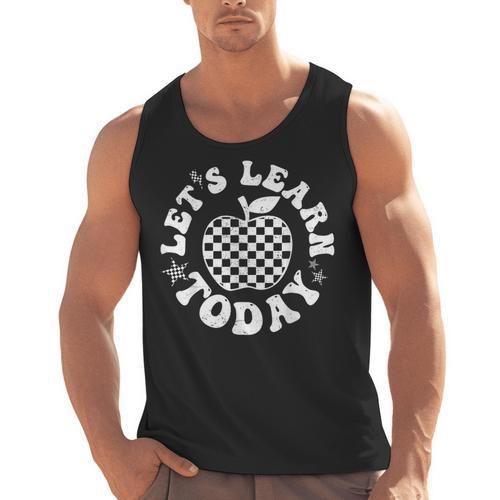 Let's Learn Today Checkered Apple Back To School Teacher Men Tank Top - teacherstshirts.com CA