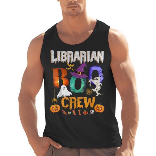 Librarian Boo Crew Teacher Student Halloween Costume Men Tank Top - teacherstshirts.com CA