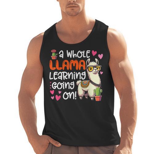 Llama Learning Teachers Students Alpaca Lover Back To School Men Tank Top - teacherstshirts.com UK