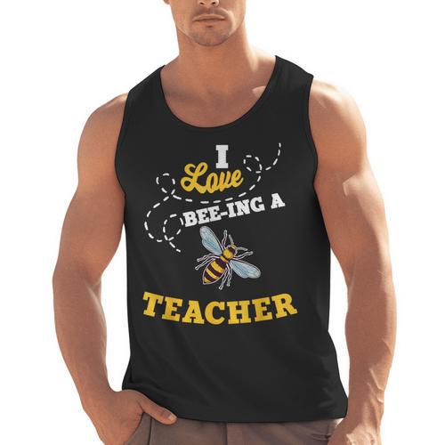 I Love Bee-Ing A Teacher Honey Bee Job Profession Men Tank Top - teacherstshirts.com