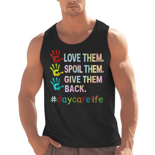 Love Daycare Provider Childcare Teacher Tie Dye Men Tank Top - teacherstshirts.com