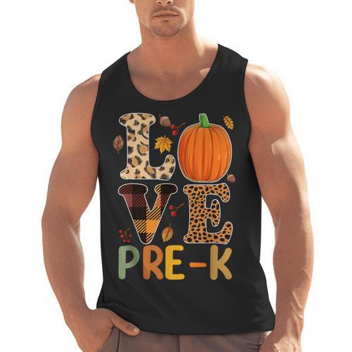 Love Pre-k Teacher Shirts Autumn Fall Pumpkin Fall Leopard Men Tank Top - teacherstshirts.com