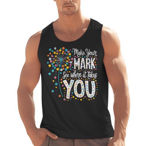 Make Your Mark Dandelion Happy Dot Day Shirts Teacher Kids Men Tank Top - teacherstshirts.com CA
