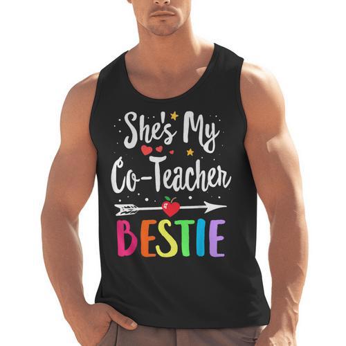 Matching Co-Teacher Best Friend She's My Bestie Work Team Men Tank Top - teacherstshirts.com UK