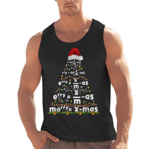 Math Equation Merry Xmas Season Teacher Christmas Tree Men Tank Top - teacherstshirts.com
