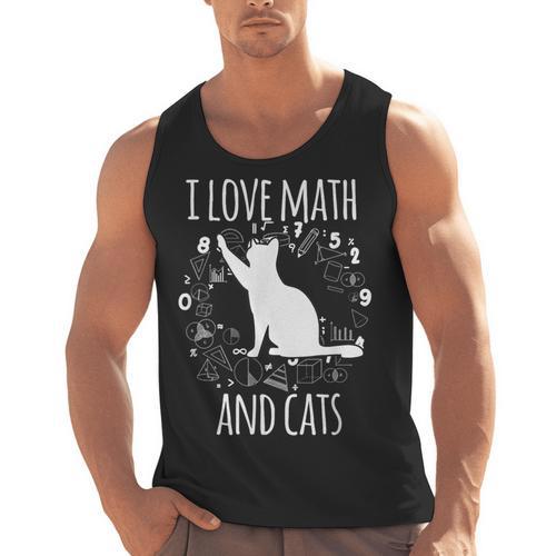 Math Nerd Math Teacher Cat Lover I Love Math And Cats Men Tank Top - teacherstshirts.com UK