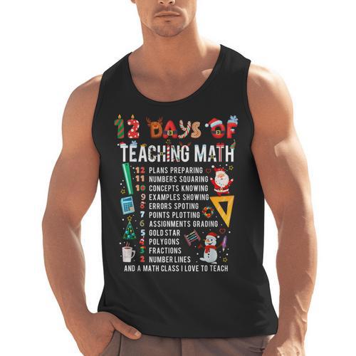 Math Teacher Christmas 12 Days Of Teaching Math Christmas Men Tank Top - teacherstshirts.com AU