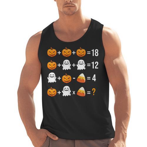 Math Teacher Halloween Equation Pumpkin Ghost Candy Corn Men Tank Top - teacherstshirts.com