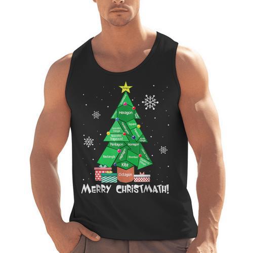 Math Teacher Polygon Christmas Tree Geometry Merry Christmas Men Tank Top - teacherstshirts.com UK