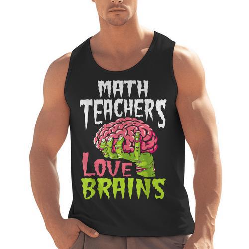 Math Teachers Love Brains Zombie Teacher School Halloween Men Tank Top - teacherstshirts.com