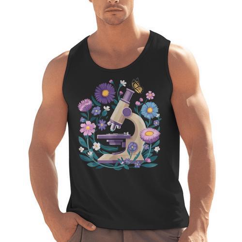 Microscope Flower Butterfly Biology Science Teacher Student Men Tank Top - teacherstshirts.com UK