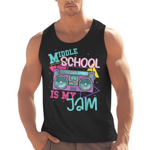 Middle School Is My Jam Cute Teacher Shirt 80's 90's Styl Men Tank Top - teacherstshirts.com AU