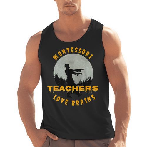Montessori Teachers Love Brains Halloween Novelty Men Women Men Tank Top - teacherstshirts.com AU