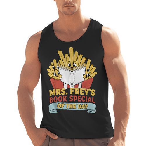 Mrs Frey Book Special Reading Elementary Teacher Men Tank Top - teacherstshirts.com